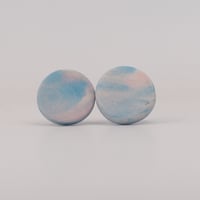 Handmade Australian porcelain stud earrings - blue and soft pink blend