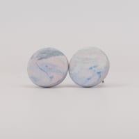 Handmade Australian porcelain stud earrings - blue, pink and white marble