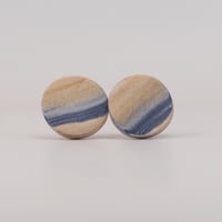 Handmade Australian porcelain stud earrings - earthy hues of blue and brown