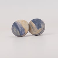 Handmade Australian porcelain stud earrings - earthy blue and rust blend
