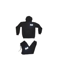 Image of Hustle Allstar Black Sweatsuit (Reflective Trim)
