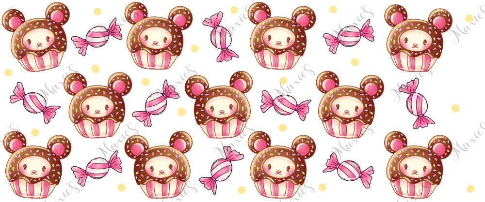 Image of Cupcake Bear Graphic Design 16oz. Sublimation Cup Wrap Print 