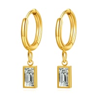 Image 3 of Dangling Diamond Huggies