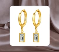 Image 4 of Dangling Diamond Huggies