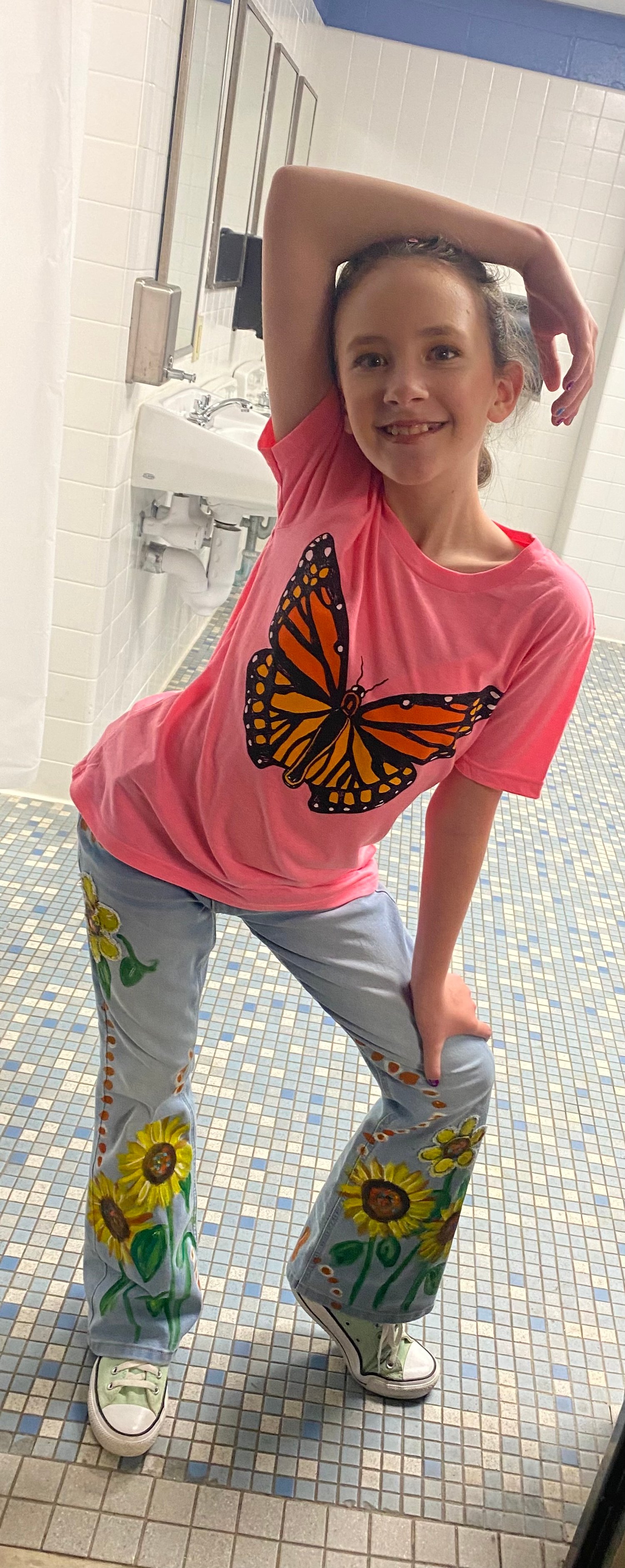 Image of Youth Hot Pink Butterfly Tee
