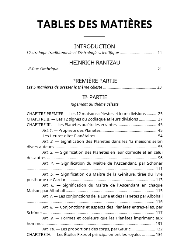 HEINRICH RANTZAU - TRAITÉ DES JUGEMENTS DES THÈMES GÉNÉTHLIAQUES