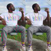 White HR shirt rainbow letters