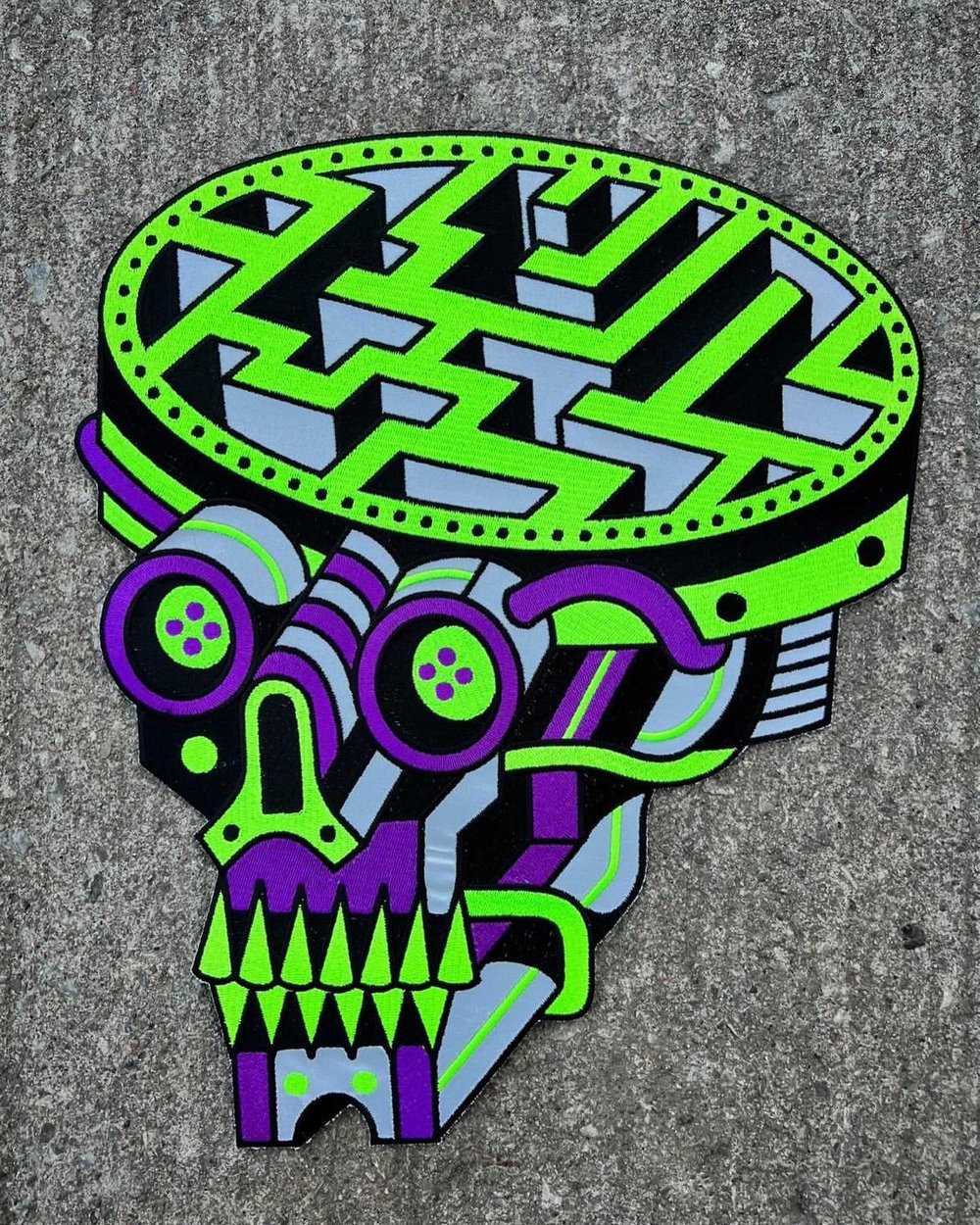 Image of Cyber Maze Skull - Back Patch