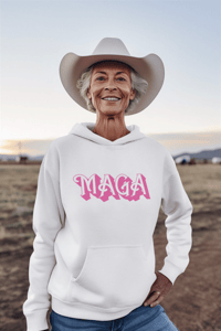 Image 5 of MAGA Make America Great Again Hot Pink Retro Unisex Hoodie Trump 2024