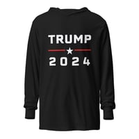Image 1 of Trump 2024 Black, Navy, Gray, Hooded Long-Sleeve Tee, T-Shirt