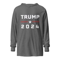 Image 2 of Trump 2024 Black, Navy, Gray, Hooded Long-Sleeve Tee, T-Shirt