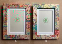 Image 5 of Hand-Marbled Wooden Photo Frame - Turquoise, Peach & Red