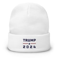 Image 1 of Trump 2024, White, Gray,  Embroidered Beanie