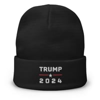 Image 1 of Trump 2024, Black, Navy, Embroidered Beanie