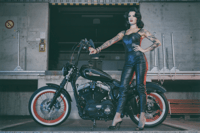 Image of Pin-up custom harley bike - Signed print