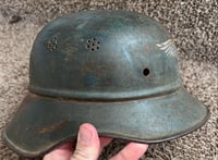 Image 2 of WW2 (Nazi Germany) Luftschutz M38 Beaded "Gladiator Style" Helmet - Original Issue