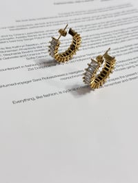 Image 2 of Rectangular Stone Crystal Hoops