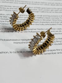 Image 3 of Rectangular Stone Crystal Hoops