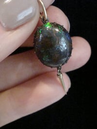 Image 1 of Edwardian 9ct and silver set wood opal pendant