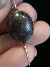 Image 2 of Edwardian 9ct and silver set wood opal pendant
