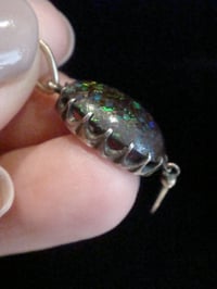 Image 3 of Edwardian 9ct and silver set wood opal pendant