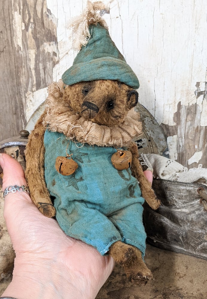 8" - TOY - Old Worn Primitive Frumpy Toy Teddy Bear in romper outfit by ...