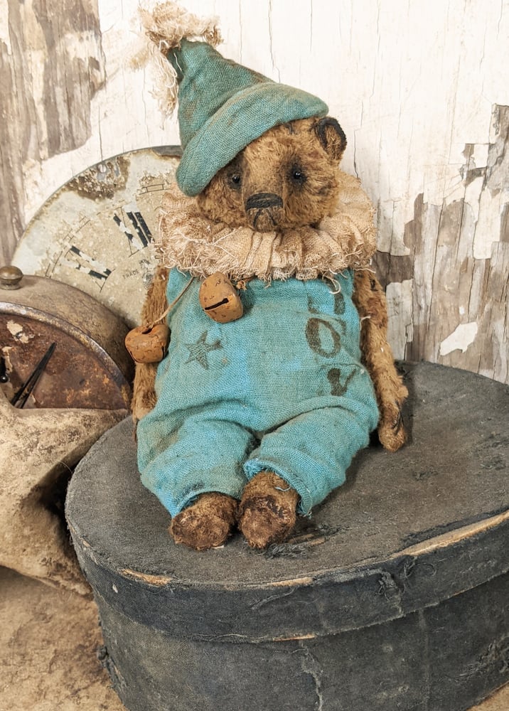 8" - TOY - Old Worn Primitive Frumpy Toy Teddy Bear in romper outfit by ...