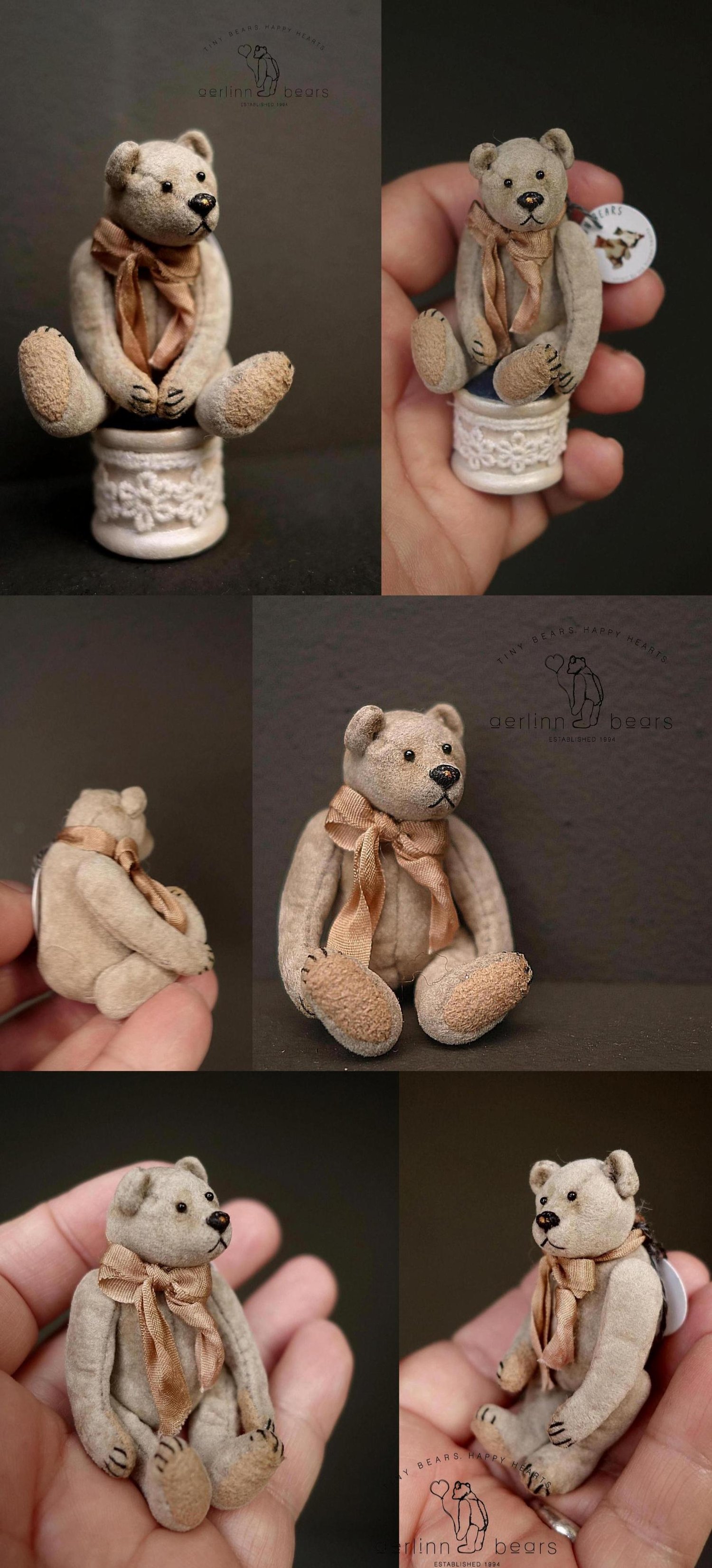 Image of Mini 6cm Miniature OOAK Artist Teddy Bear Art Doll by Aerlinn Bears