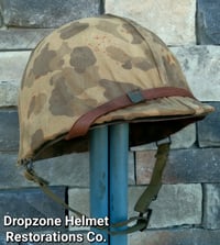 Image 1 of WWII M1 USMC Helmet Front Seam & Westinghouse Liner 4th Marine Division ATF Camo Cover.