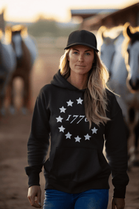 Image 4 of Vintage 1776 America USA Hoodie, Patriot Top, Patriotic Shirts, Betsy Ross, Unisex Hoodie