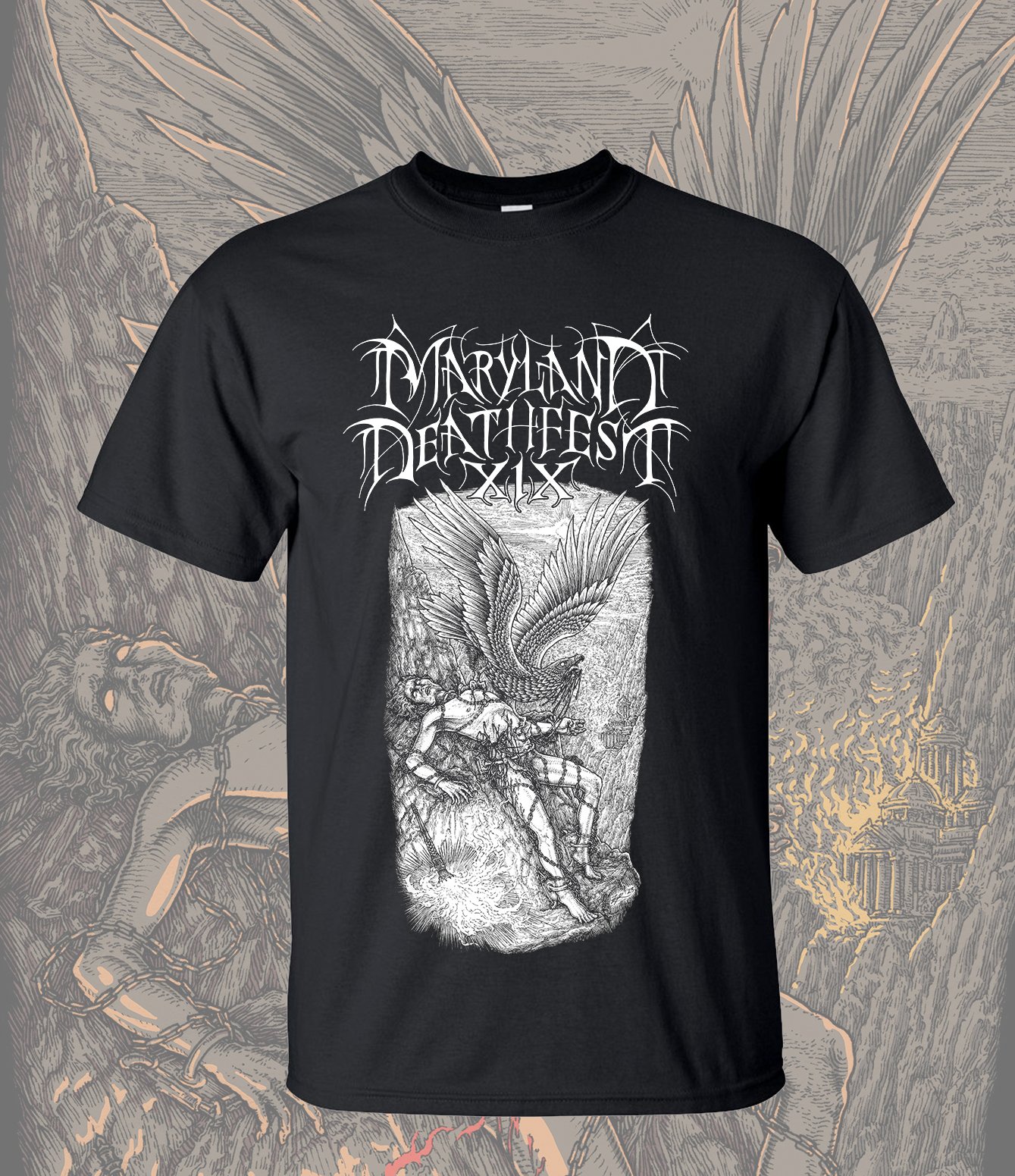MDF XIX 2024 Black T-shirt (white print) | Maryland Deathfest