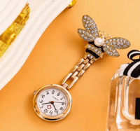 Image 1 of Bee Rhinestone Nurse Watch Brooch