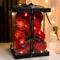  Rose Flower Bear With Light Up Box 