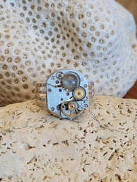 Image 1 of Bague  petit mécanisme - support ajustable et plaqué argent - Labradorite
