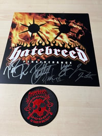 SIGNED HATEBREED PERSEVERANCE 12X12 POSTER FLAT + 30TH ANNIVERSARY PATCH