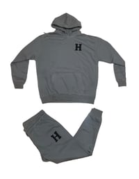 Image of Hustle Varsity “H” Sweatsuit (Dark Grey/Blk)