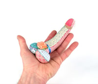 Image 2 of Lavender stuffed medium penis pin cushion