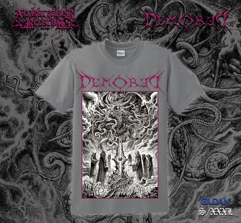 Image of Demored - Well of Liquid Souls Grey Shirt / Purple Logo