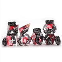 Image 1 of Transparent Sharp Edge Polyhedral Black Lord Of The Ring Dice Set 7Pcs 
