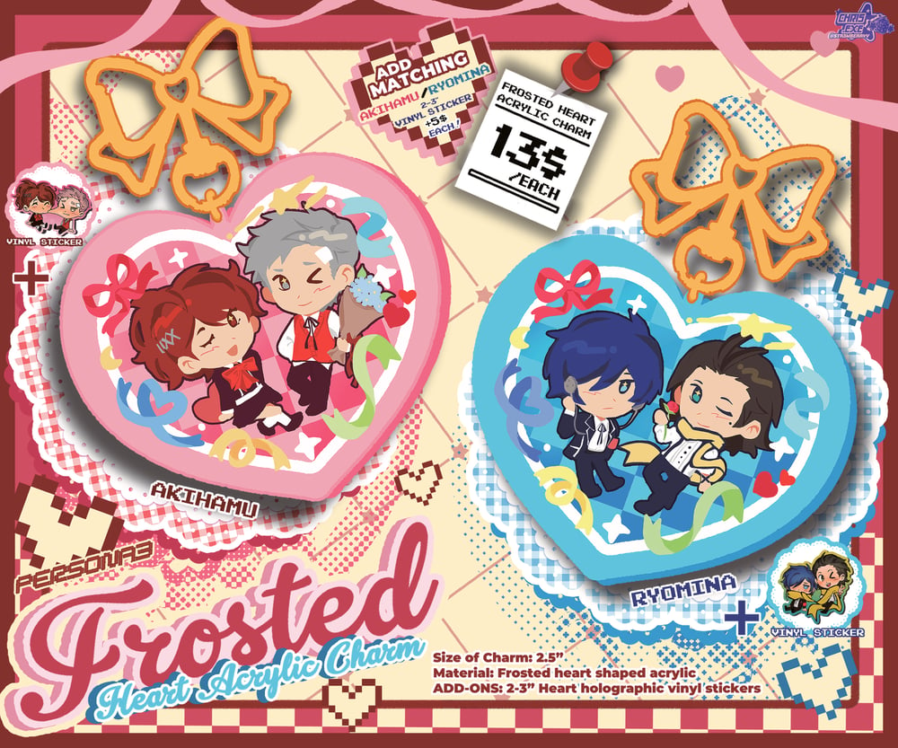 Image of [Persona 3] Frosted Heart Acrylic Charms (PRE-ORDER)