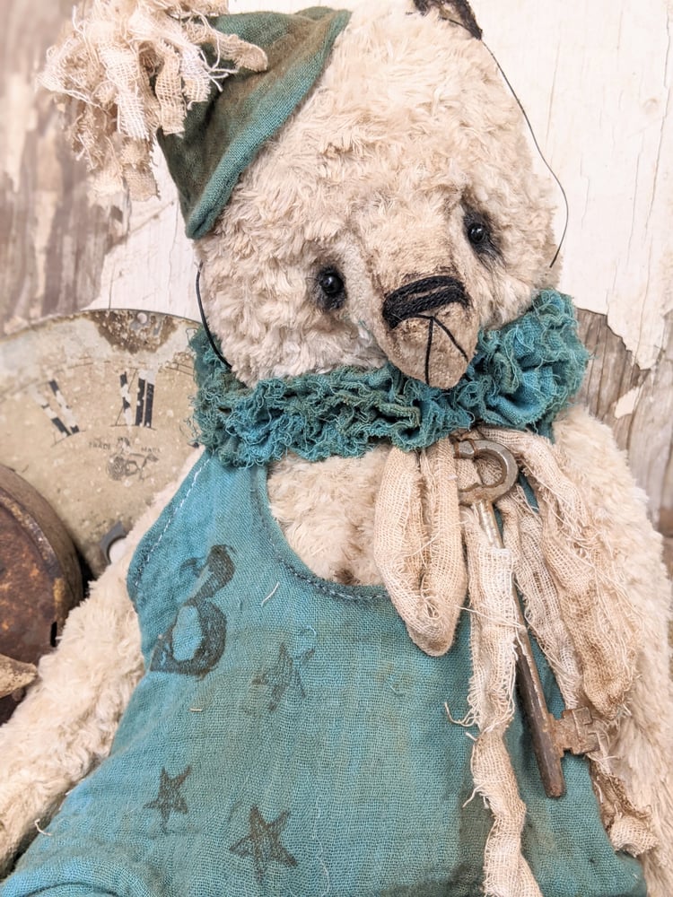 Image of JUMBO 14" -  Vintage Shabby style Cream Teddy Bear in romper - By Whendi's Bears