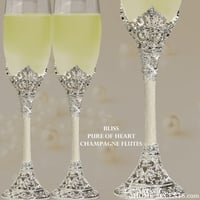 Image 3 of Pearl and Silver Champagne Flutes