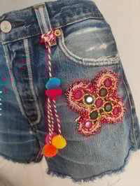 Image 4 of Vintage Levi 501 cut off shorts - waist 30 inches peace love music