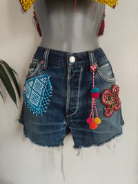 Image 3 of Vintage Levi 501 cut off shorts - waist 30 inches peace love music