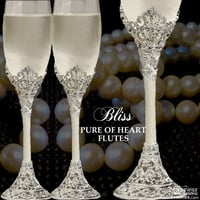 Image 1 of Pearl and Silver Champagne Flutes