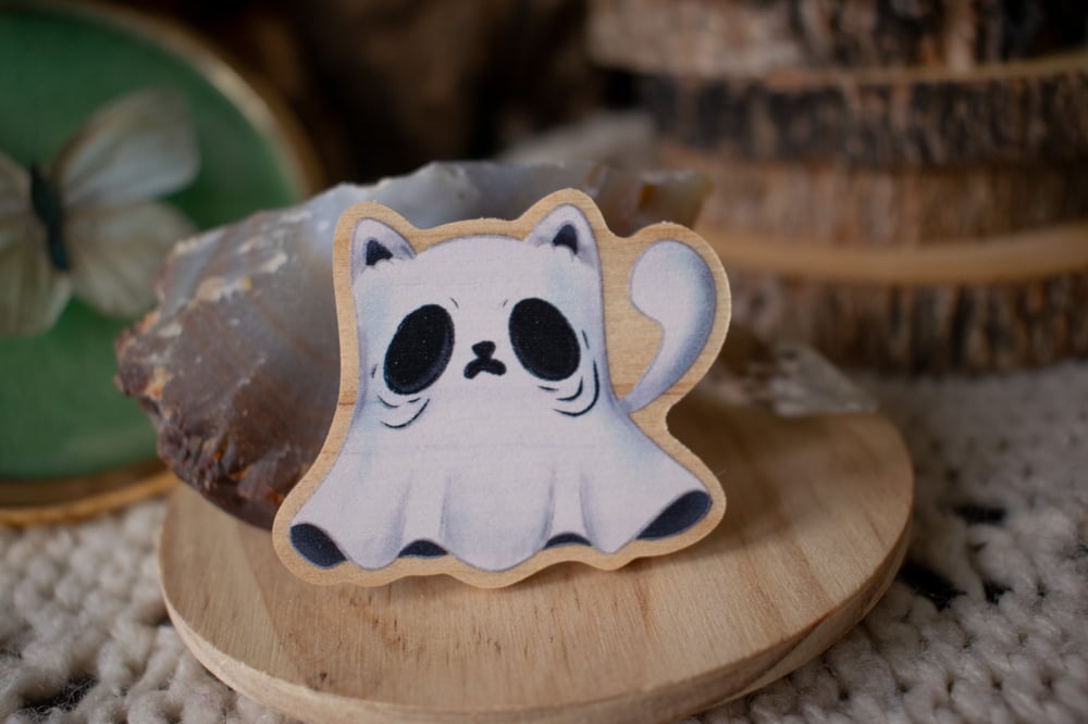 Image of Ghost Cat Wooden Pin