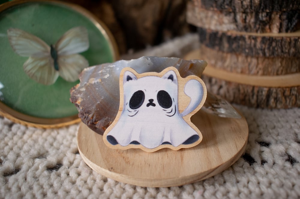 Image of Ghost Cat Wooden Pin