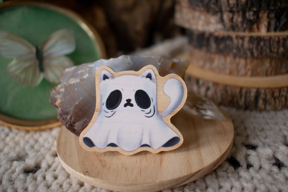 Image of Ghost Cat Wooden Pin