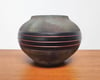 Raku Fired Iridescent Matte Black Earthenware Vessel