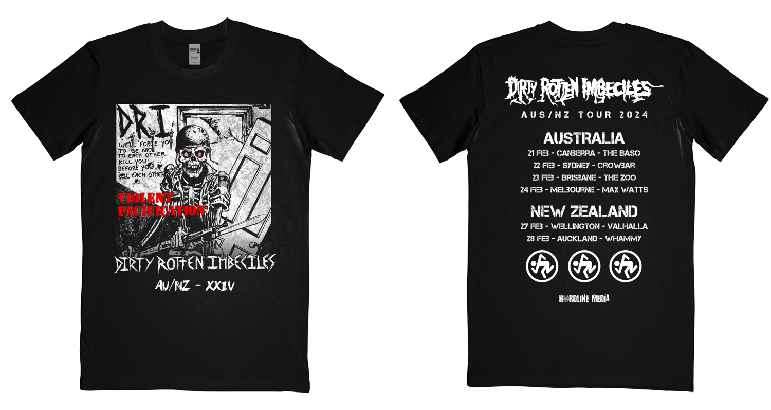 Image of D.R.I. - Violent Pacification - AUSSIE / NZ TOUR SHIRT